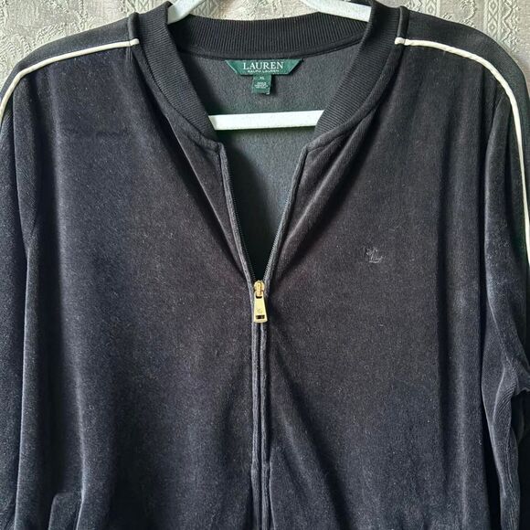 Ralph Lauren Women's Black and White Velour Jacket - Picture 1 of 8
